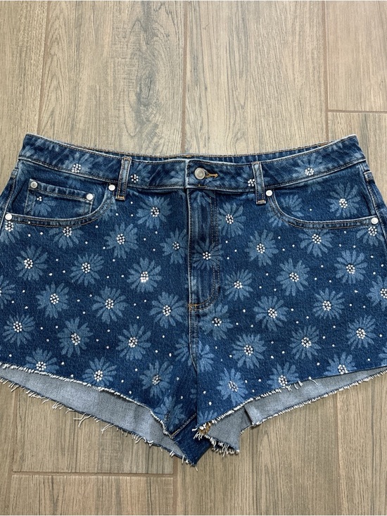 PINK Victoria's Secret Pants - Victoria Secret PINK Floral Embroidered Dark Blue Denim Shorts NWT Size 16